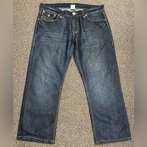 True Religion Jeans Joey Super T World Tour Mens 36x33 Black Denim Y2K Bootcut